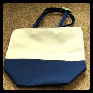 White and Navy Blue tote bag